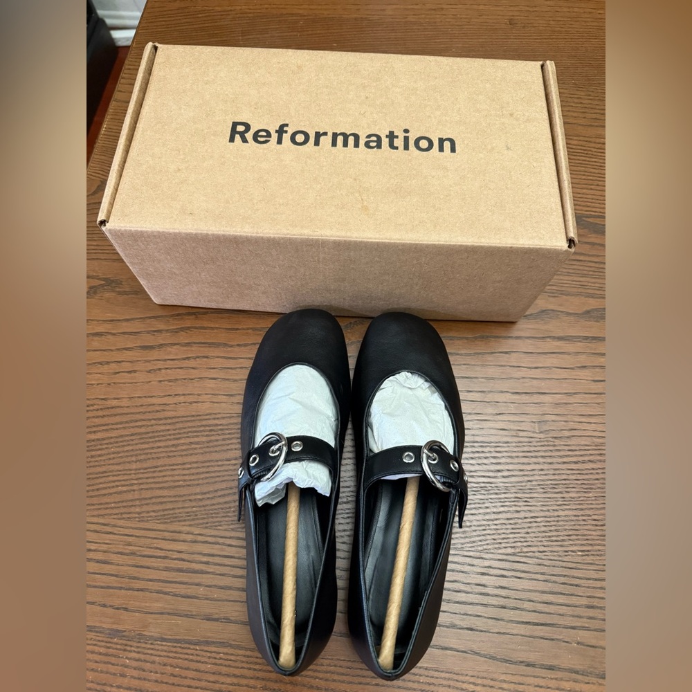 Reformation Black Bethany Ballet Flats